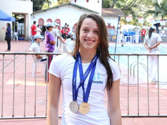 Fernanda Delgado conquistou duas medalhas de ouro e três de prata nas Olimpíadas Escolares, em MG